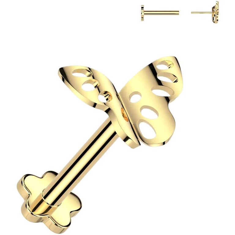 Titanium Labret butterfly Push-In - Image 3