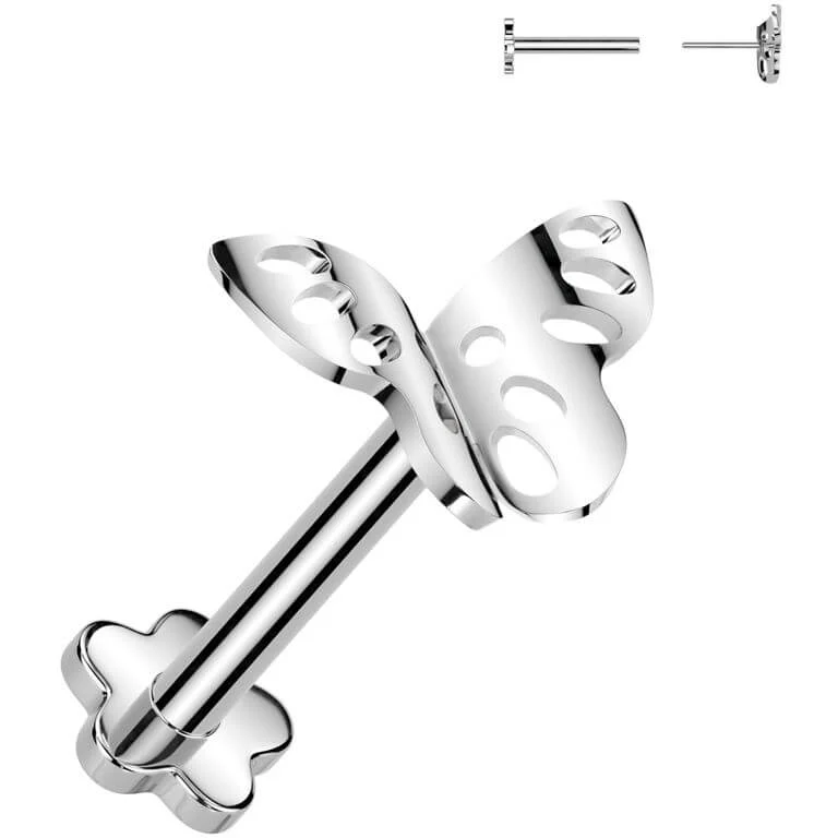 Titanium Labret butterfly Push-In - Image 4