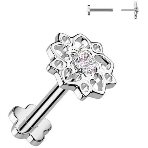 Titanium Labret flower zirconia flower base Push-In - Image 4