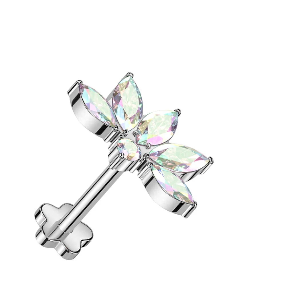 Titanium Labret Marquise Cut Zirconia Push-In - Image 2