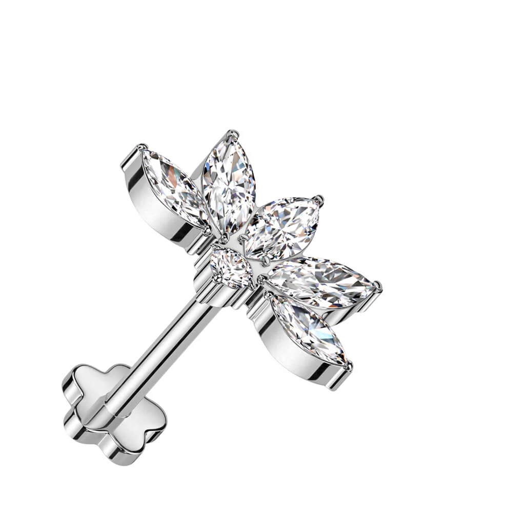 Titanium Labret Marquise Cut Zirconia Push-In - Image 3