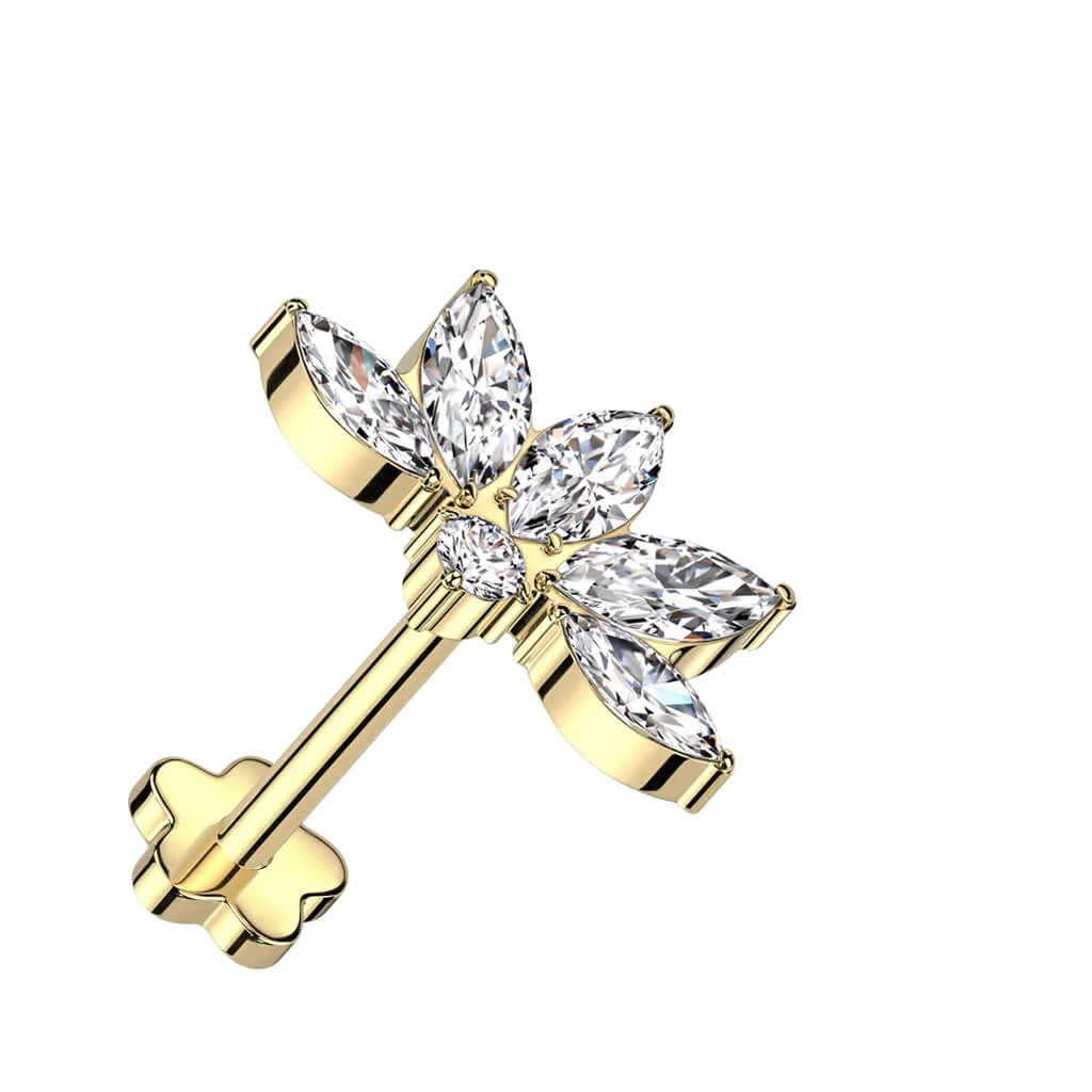Titanium Labret Marquise Cut Zirconia Push-In - Image 4