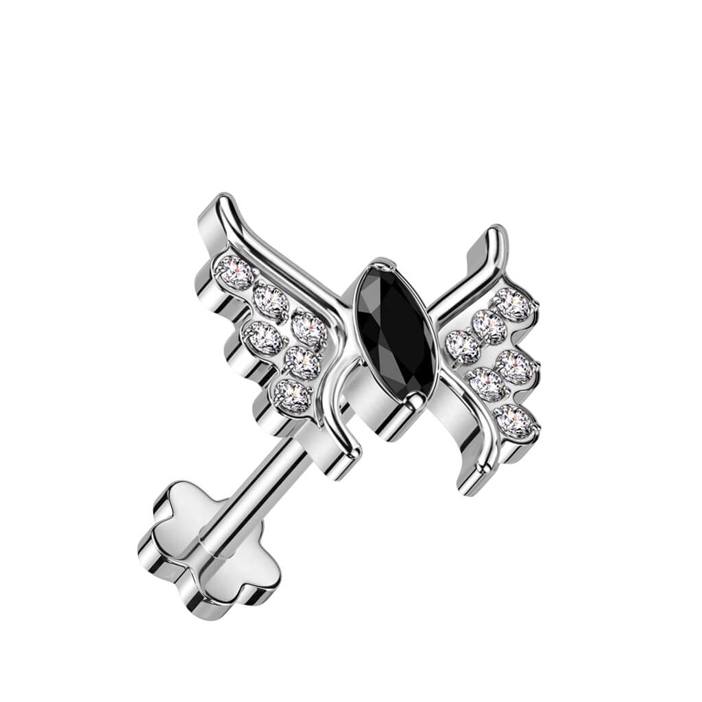 Titanium Labret Butterfly Zirconia Push-In - Image 3