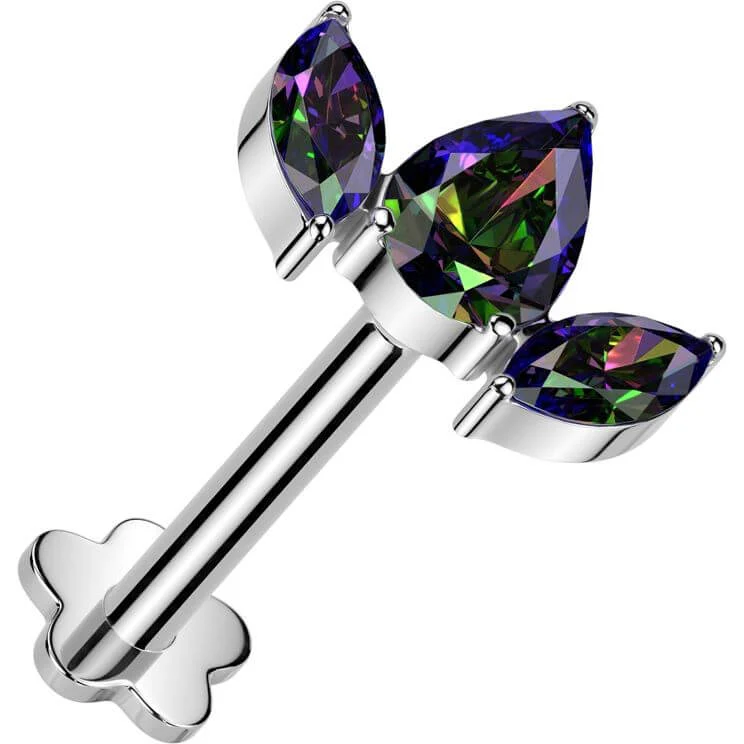 Titanium Labret 3 zirconia fan flower base Push-In - Image 6