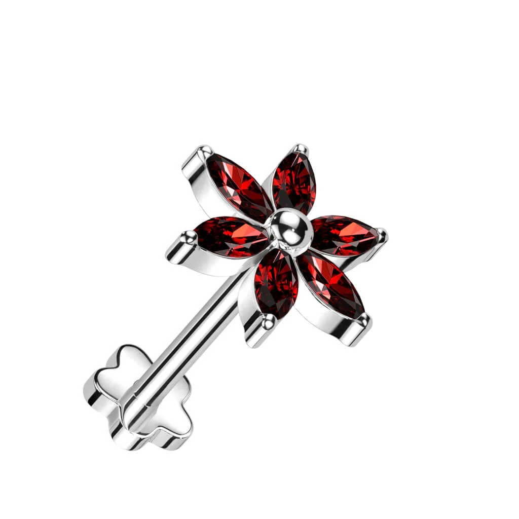 Titanium Labret Flower Zirconia Push-In - Image 6
