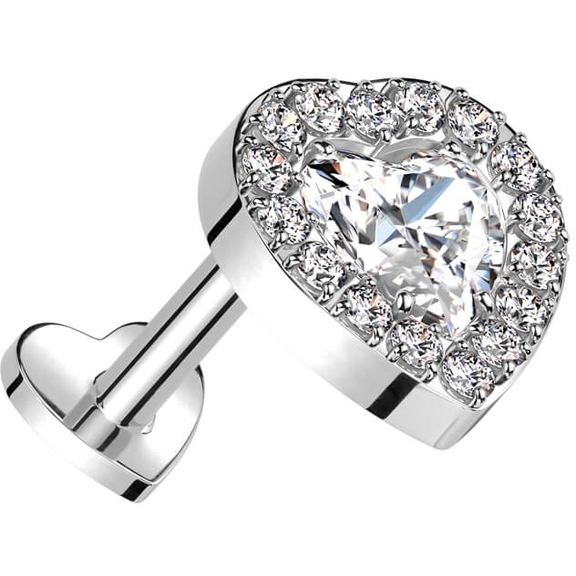 Titanium Labret Heart Zirconia Push-In - Image 3