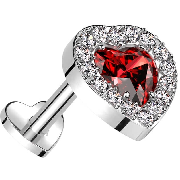 Titanium Labret Heart Zirconia Push-In - Image 5