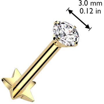 Titanium Labret Zirconia star base Push-In - Image 2