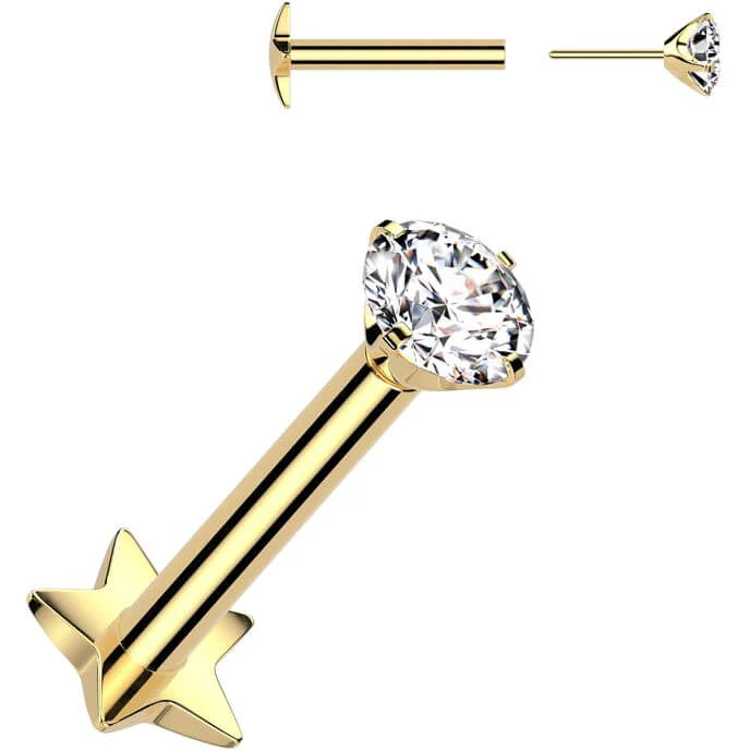 Titanium Labret Zirconia star base Push-In - Image 3