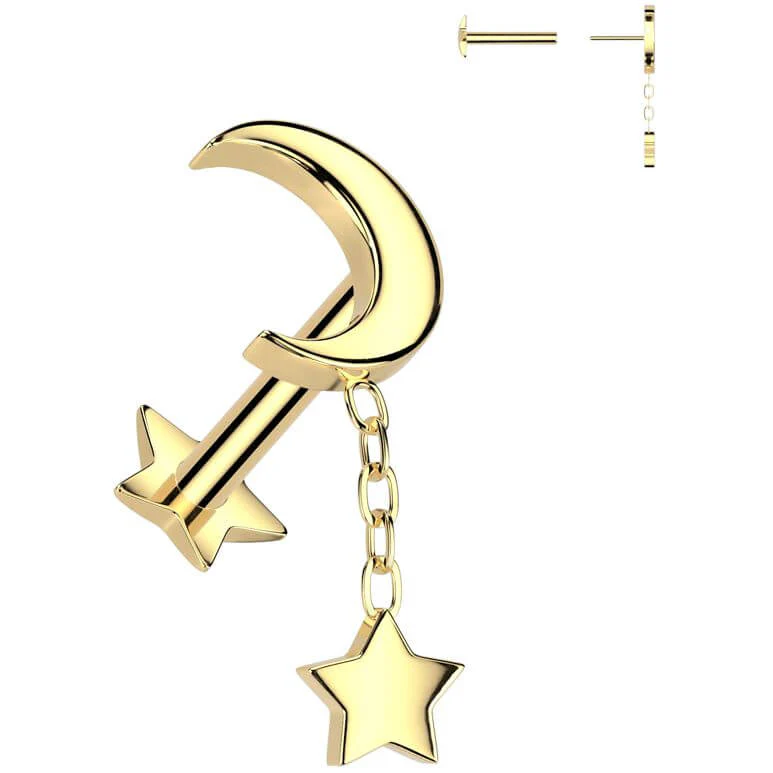 Titanium Labret Moon star dangle star base Push-In - Image 3
