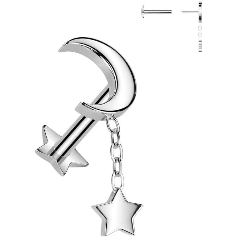 Titanium Labret Moon star dangle star base Push-In - Image 4
