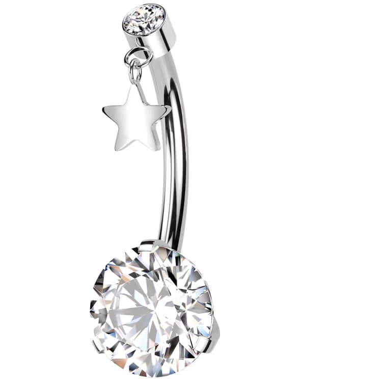 Titanium Belly Button Piercing Star Zirconia Push-In - Image 3