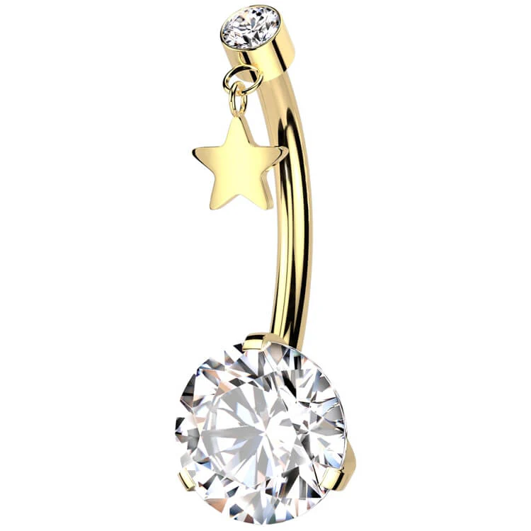 Titanium Belly Button Piercing Star Zirconia Push-In - Image 4