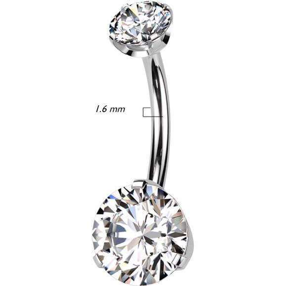 Titanium Belly Button Piercing 2 zirconia Push-In - Image 2