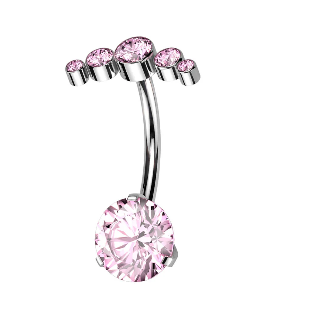 Titanium Belly Button Piercing Fan Folder Zirconia Push-In - Image 4