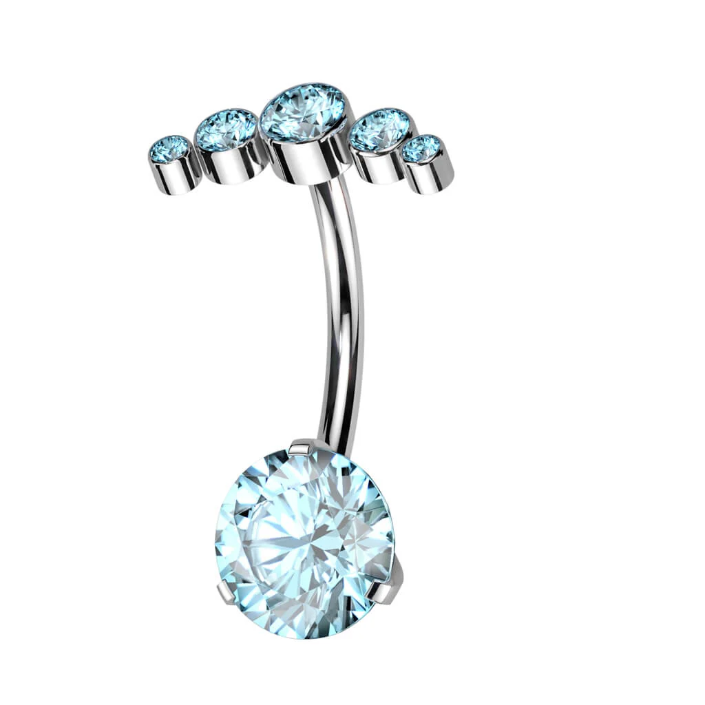 Titanium Belly Button Piercing Fan Folder Zirconia Push-In - Image 5