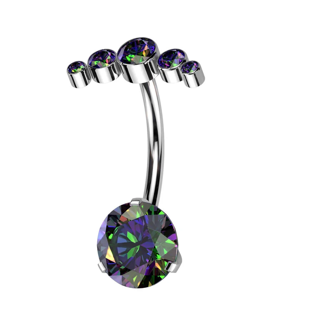 Titanium Belly Button Piercing Fan Folder Zirconia Push-In - Image 6