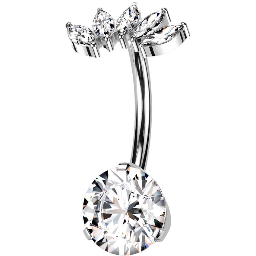 Titanium Belly Button Piercing marquise cut zirconia Push-In - Image 4
