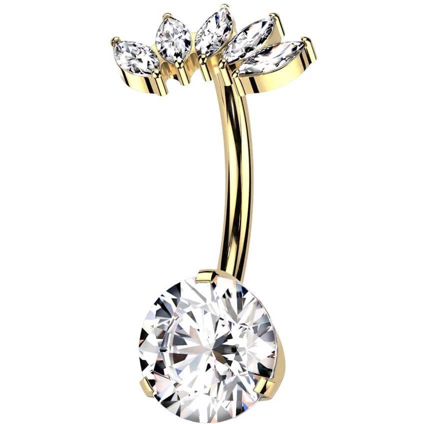 Titanium Belly Button Piercing marquise cut zirconia Push-In - Image 5