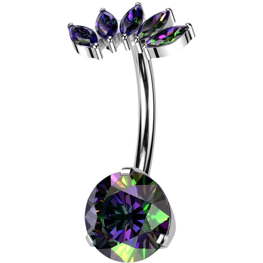 Titanium Belly Button Piercing marquise cut zirconia Push-In - Image 6