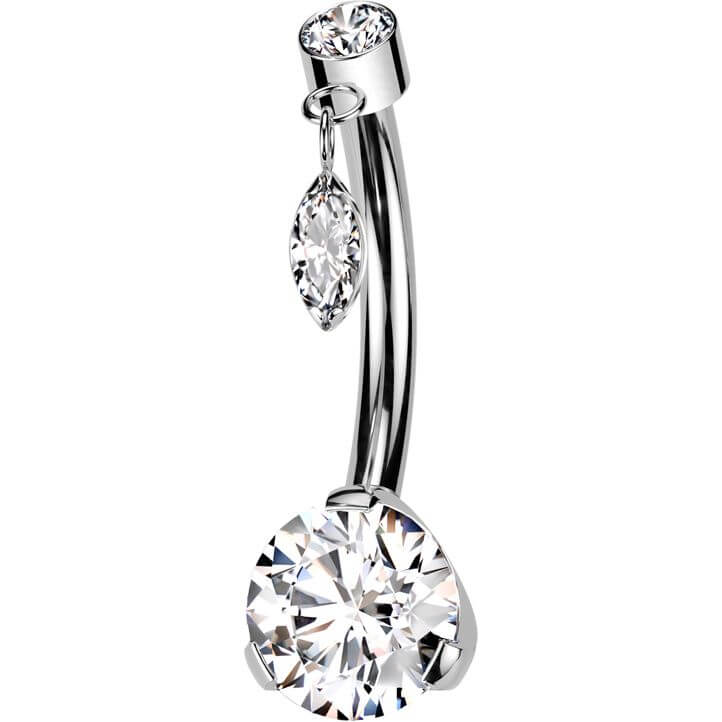 Titanium Belly Button Piercing zirconia tiny dangle Push-In - Image 4