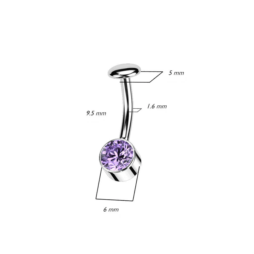 Titanium Belly Button Piercing Zirconia Frame Silver Push-In - Image 3