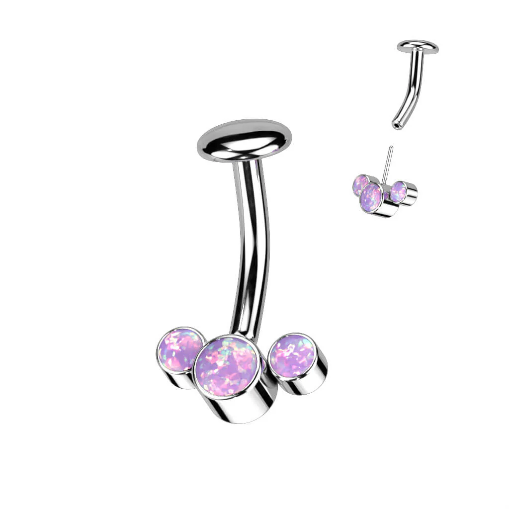 Titanium Belly Button Piercing 3 Opal Silver Push-In - Image 6