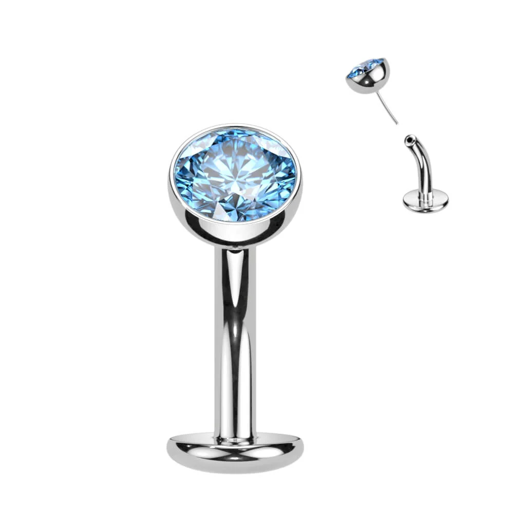 Titanium Belly Button Piercing Hemisphere Zirconia Push-In - Image 7