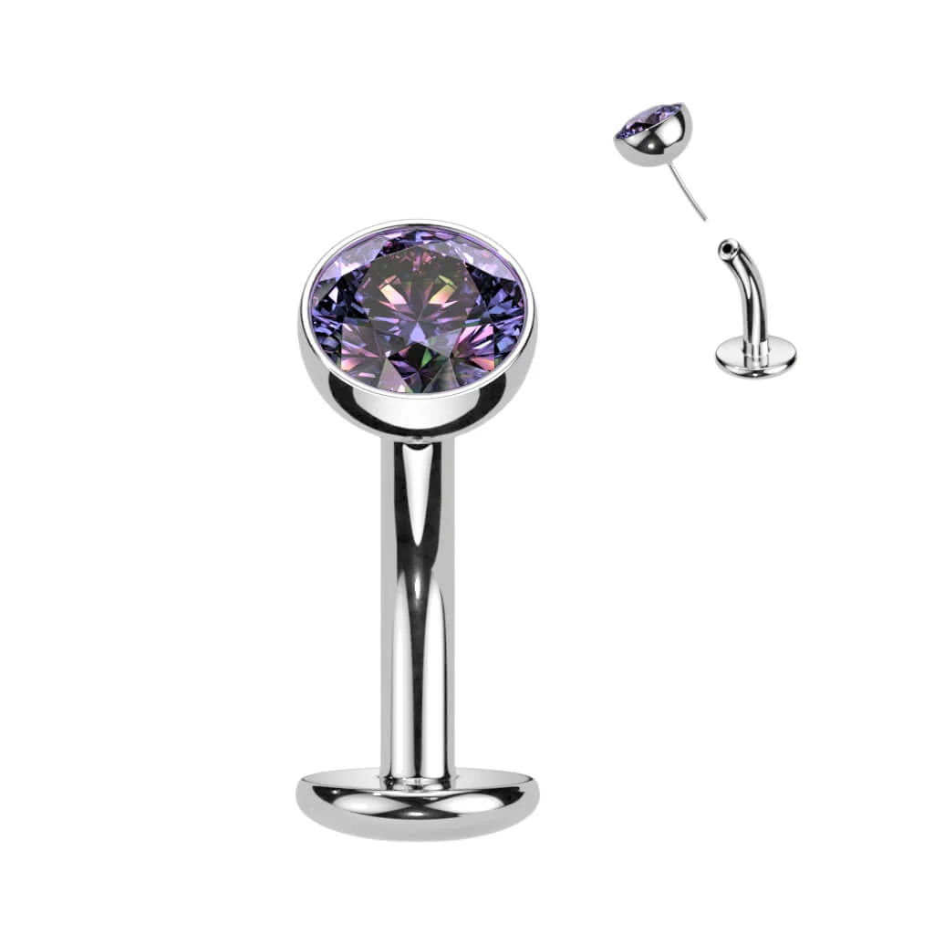 Titanium Belly Button Piercing Hemisphere Zirconia Push-In - Image 8