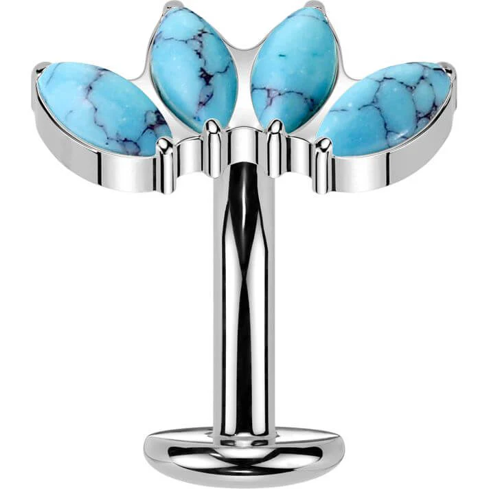 Titanium Belly Button Piercing marquise cut natural stones Push-In - Image 7