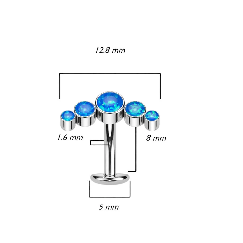 Titanium Belly Button Piercing 5 Opal Silver Push-In - Image 3