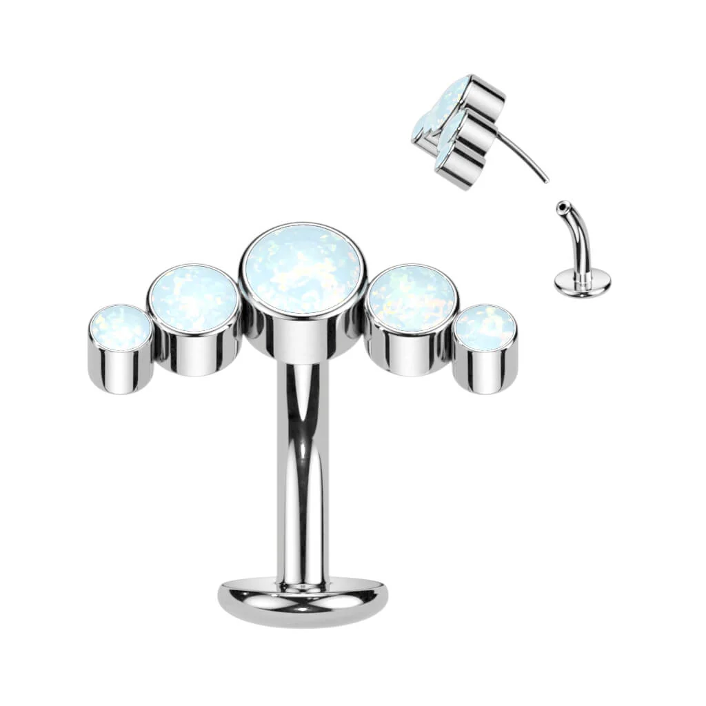 Titanium Belly Button Piercing 5 Opal Silver Push-In - Image 4