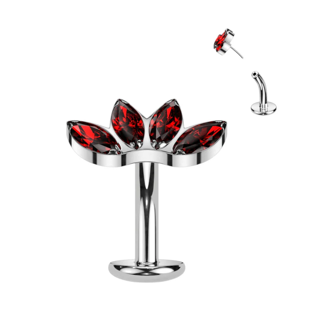 Titanium Belly Button Piercing Marquise Cut 4 Zirconia Push-In - Image 8