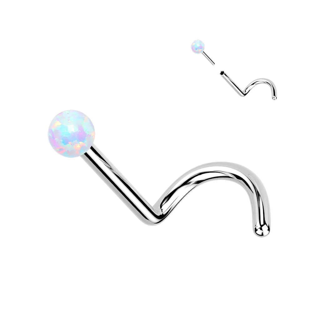 Titanium Nose Screw Ball Opal Silver Push-In - Image 4