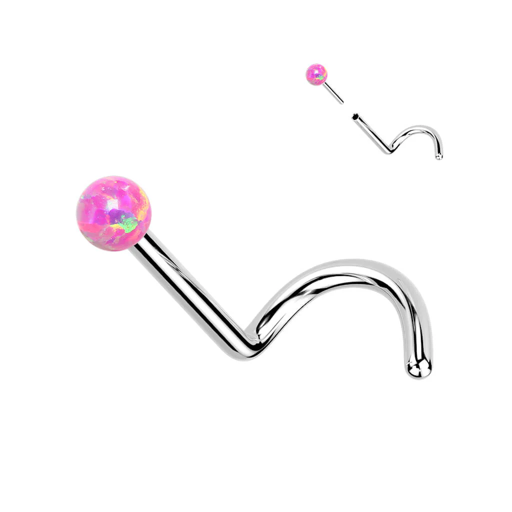 Titanium Nose Screw Ball Opal Silver Push-In - Image 5