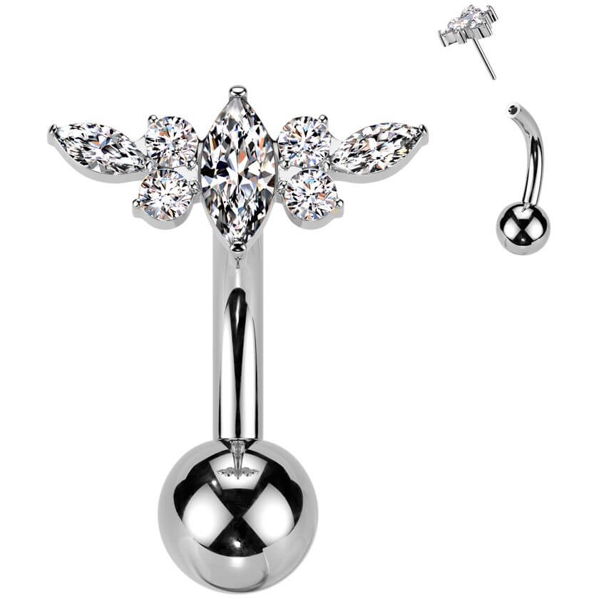 Titanium Belly Button Piercing zirconias Push-In - Image 4