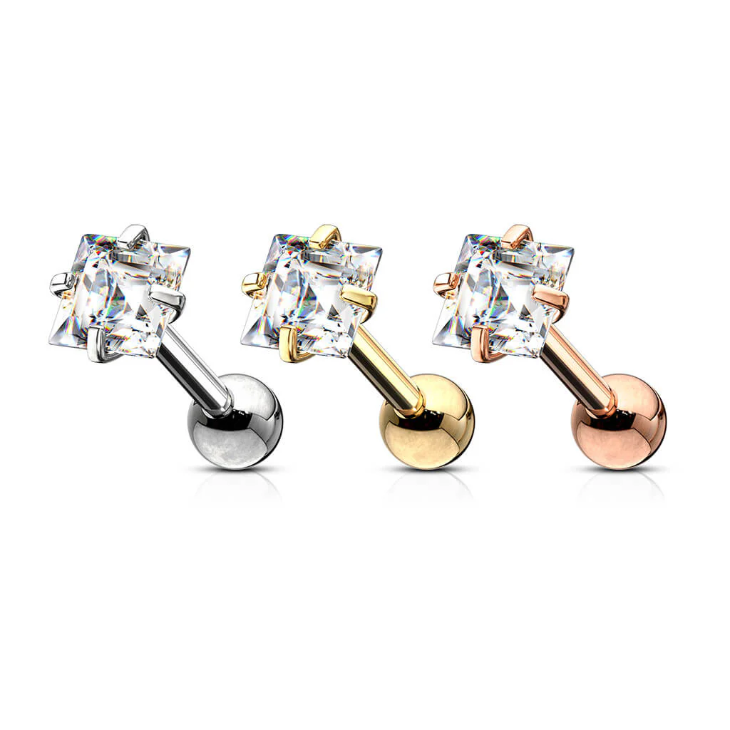Barbell Zirconia Square Snap Setting - Image 5