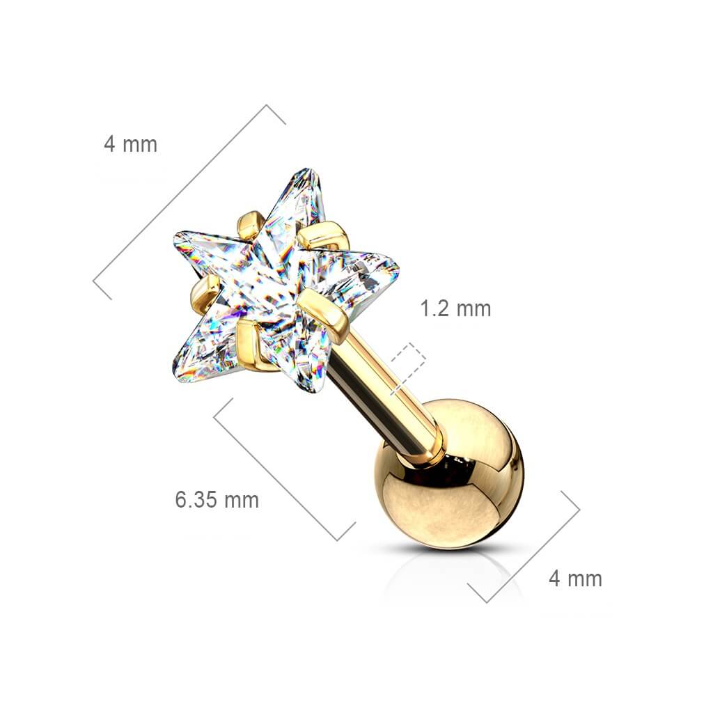 Barbell Zirconia Star Snap Setting - Image 3