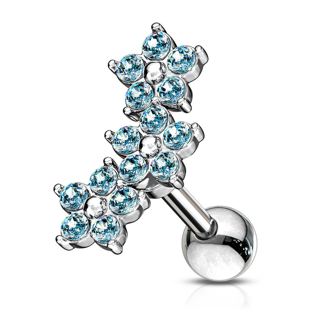 Barbell Flower Zirconia Silver - Image 8