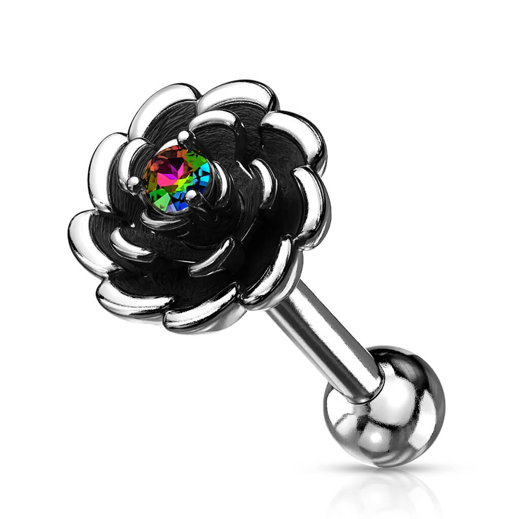 Barbell Flower Zirconia Silver - Image 10