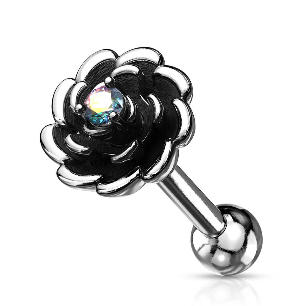Barbell Flower Zirconia Silver - Image 2