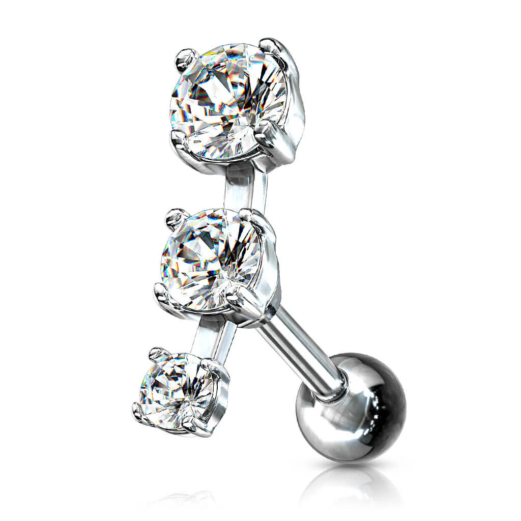 Barbell 3 Zirconia Silver - Image 2