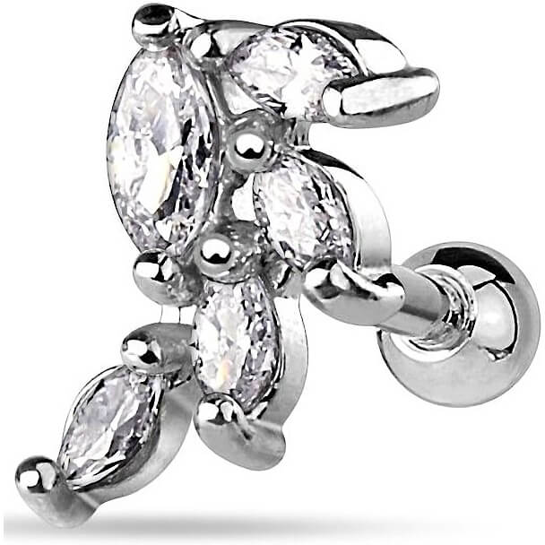 Barbell Grapevine Zirconia Silver