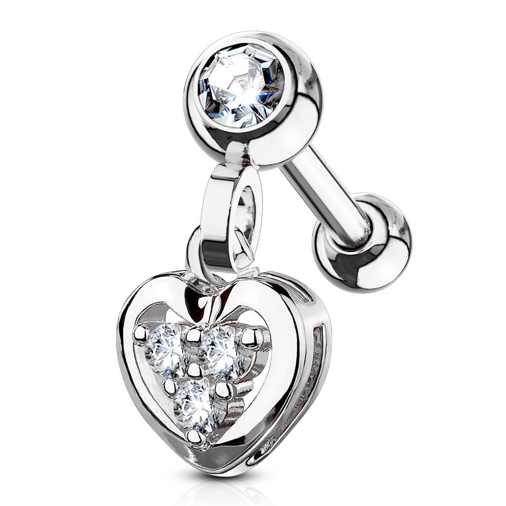 Barbell Heart dangle Zirconia - Image 2