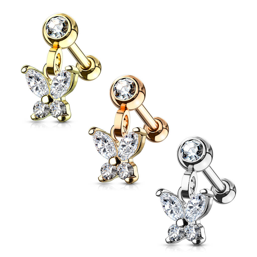 Barbell Butterfly dangle Zirconia - Image 5