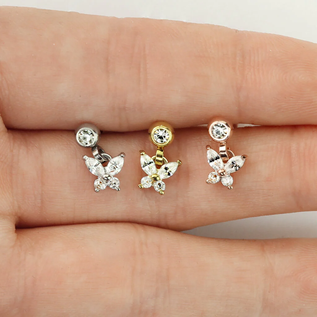 Barbell Butterfly dangle Zirconia - Image 6