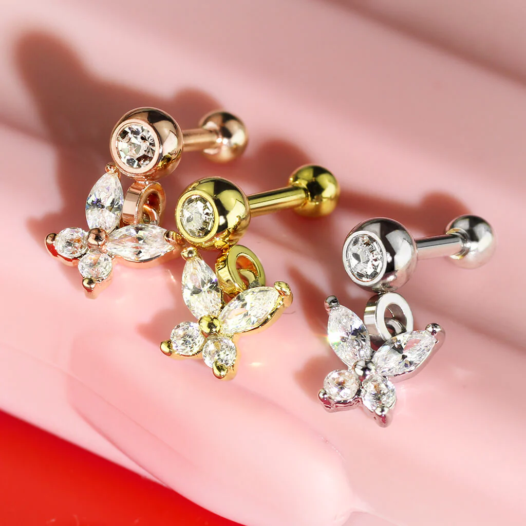 Barbell Butterfly dangle Zirconia - Image 7