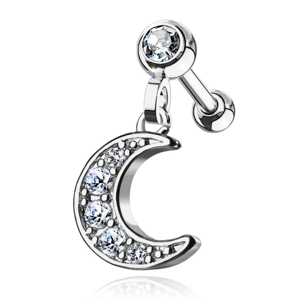 Barbell Moon dangle Zirconia - Image 2