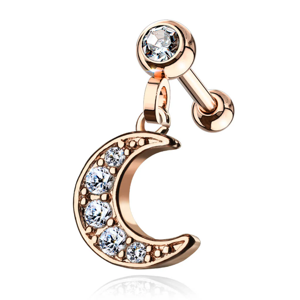 Barbell Moon dangle Zirconia - Image 8