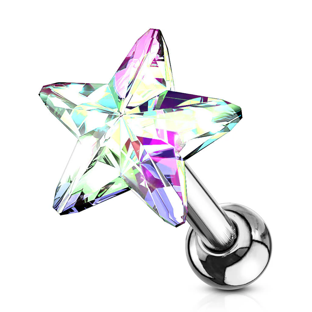 Barbell Star Zirconia Silver - Image 2